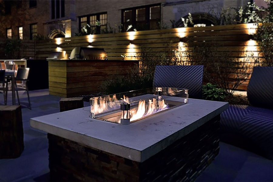Outdoor Fire Table at Night