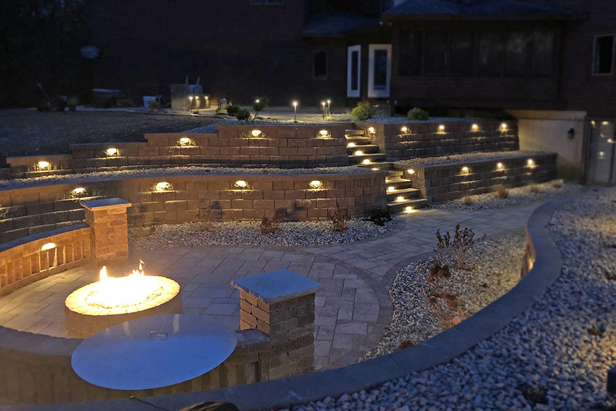 Landscape Lighting and Fire Pit