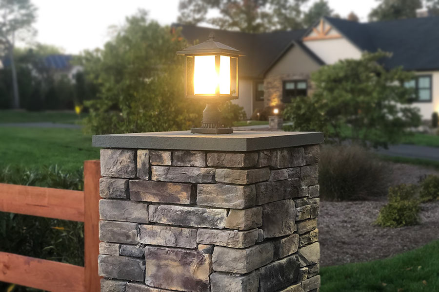Light on Stone Pedestal
