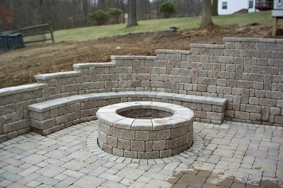 Retaining Walls and Fire Pit