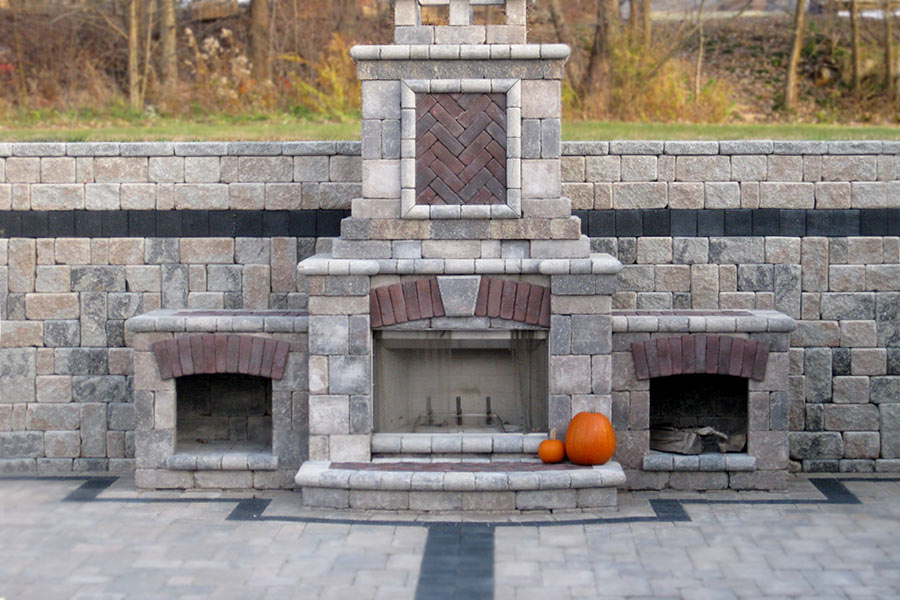 Retaining Wall, Pavers and Fireplace
